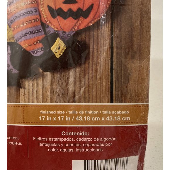Bucilla "Witches Brew" Felt Halloween Wreath Kit~86563 Cat Pumpkin Frog New - Picture 5 of 6